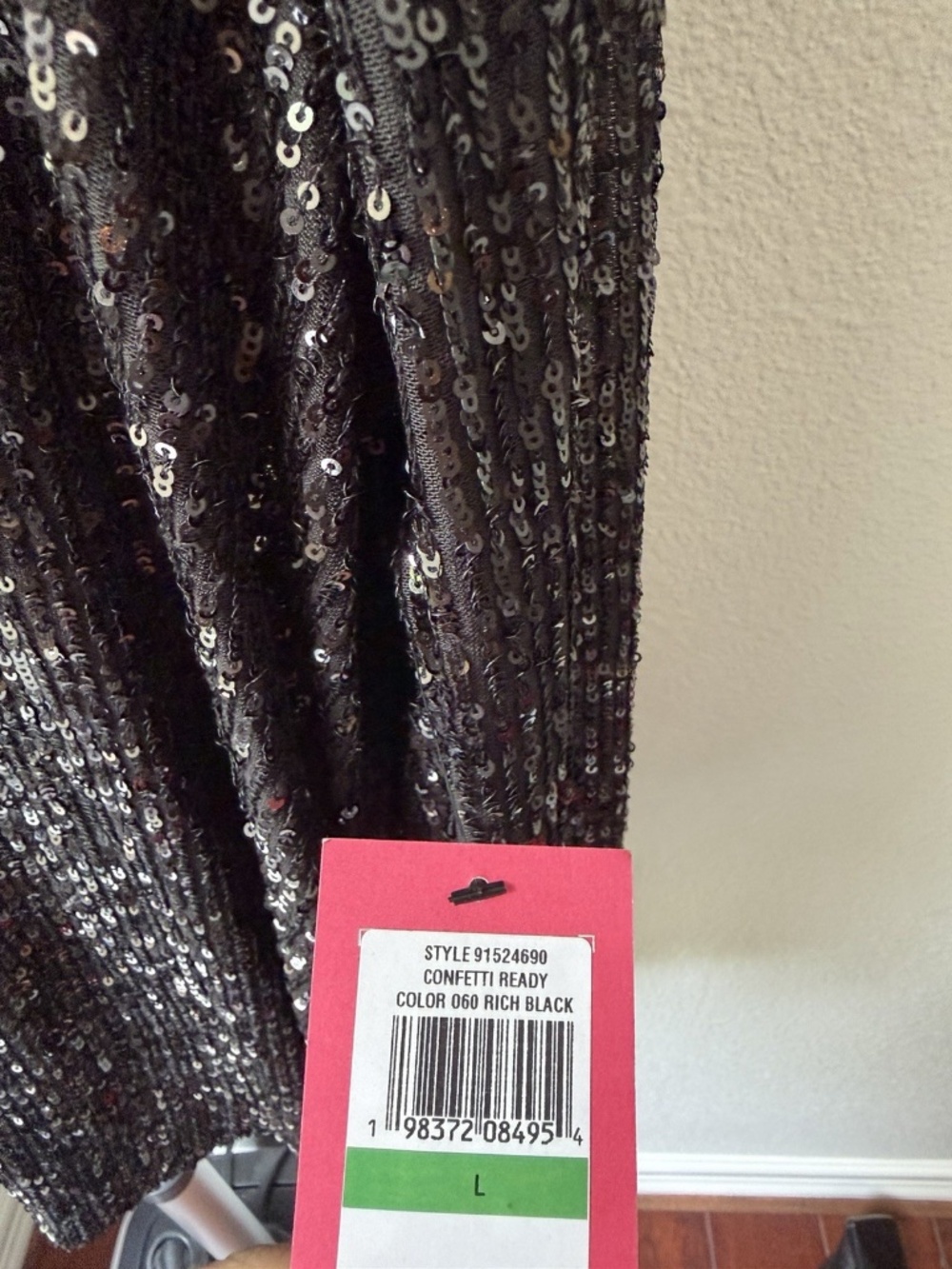 Vince Camuto Women's Black Sequin Button-Down Collared Long Sleeve Blouse L - Picture 6 of 6